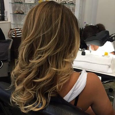 Gorgeous iron work curls for beautiful ombre