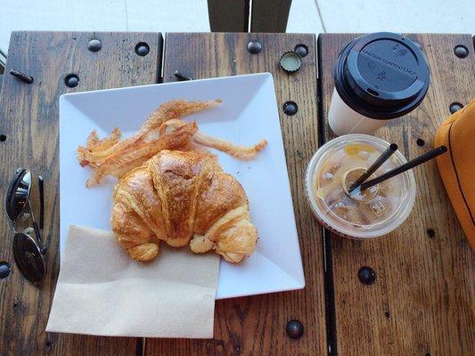 Croissant with bacon.