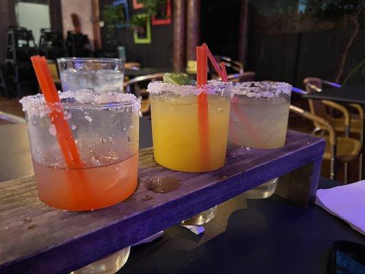 Margarita Flight on the rocks (Strawberry, Mango, Regular)