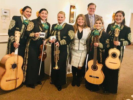 Audiologists Norma and Kevin with Mariachi Divas (Better hearing month event, sponsored by The California Academy of Audiology).