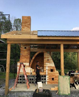 Jackie Sedlock Pottery catenary arch wood kiln. Built in 2019 using  Sheffield Pottery bricks and materials.