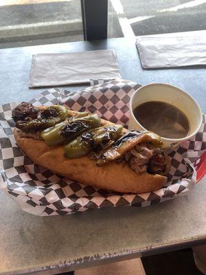 Combo sausage and Mom's Italian Beef Combo with sweet peppers. Amazing!