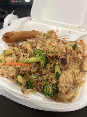 Chicken fried rice and egg roll