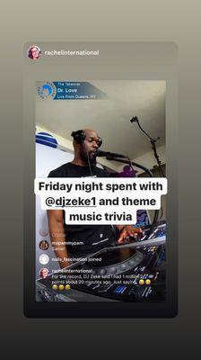 Dj Zeke trivia game on Instagram ,Facebook and Twitch