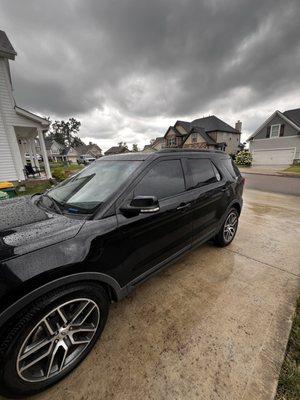 They did the front windows to match the rest of the car. Looks great .