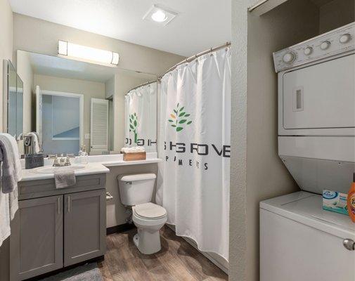 White Bathroom and Washer and Dryer