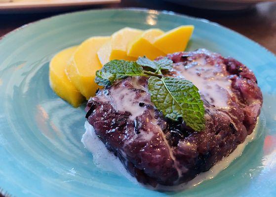 Mango black rice with sweet coconut sauce