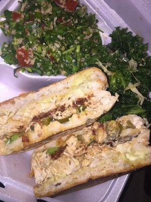 Chicken Panini  With Kale Salad and Tabouli   Very Delicious!