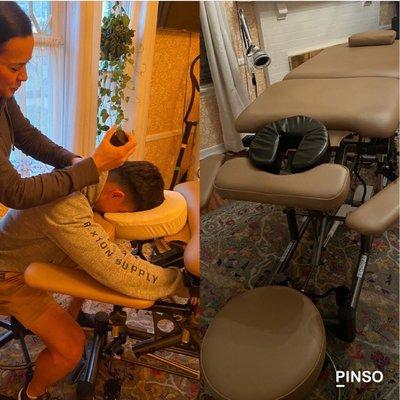 The massage table can be used as a massage chair.