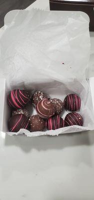 Dark & milk chocolate raspberry truffles and coconut chocolate truffles. ALL WERE AMAZING!