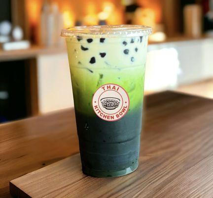 Thai ice matcha boba