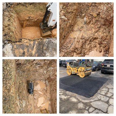 8" water main repair in Pasadena.