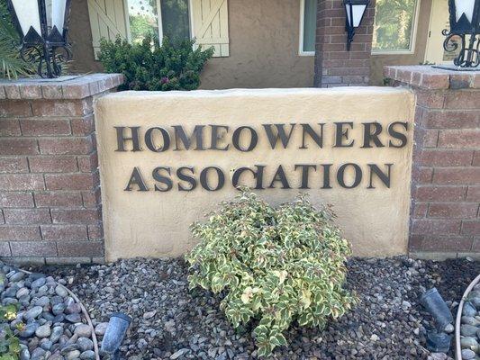 HOA sign in disrepair at Monterey Country Club