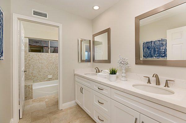 New vanity in mid-level bathroom