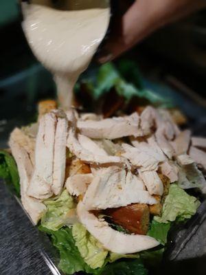 Caesar Salad with extra extra chicken