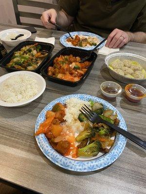 Hunan Lamb, Sweet And Sour Chicken, Steamed Shanghai Dumplings