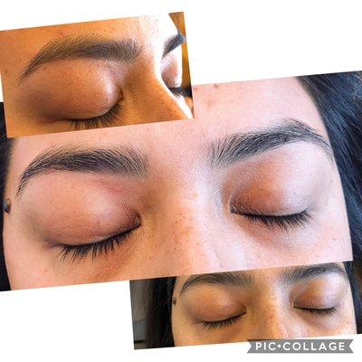 Eyebrow threading, before & after