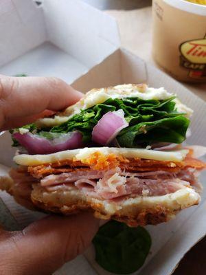 Tim Horton's has gotten fancy, the grilled Italiano with potato wedges