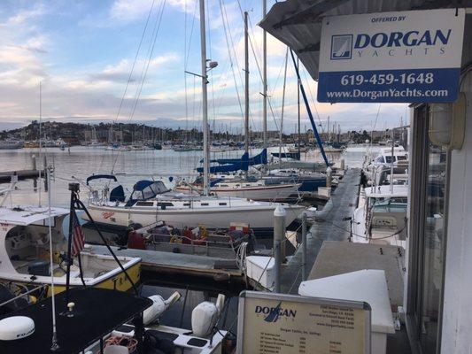 Looking at my '89 Catalina 42' from Dorgan Yachts Office At Driscoll Boat yard in San Diego.