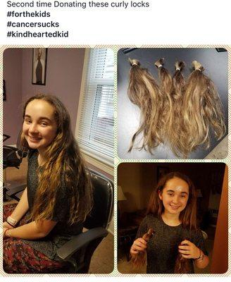 Awesome hair donation from this amazing young lady! Hair by Kim!