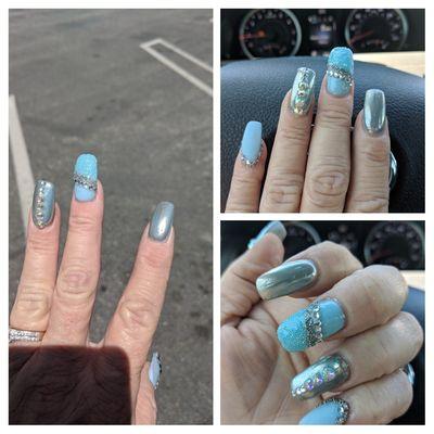 Here is some fun nail art that I did on myself I'm offering 2 free nail art to every gel manicure give me a call 805-574-9582