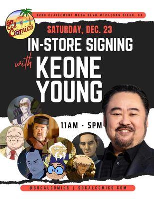 Come meet the legendary voice and live-action actor Keone Young at Southern California Comics on Saturday, Dec. 23 from 11am-5pm