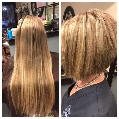 21" haircut. Inverted bob