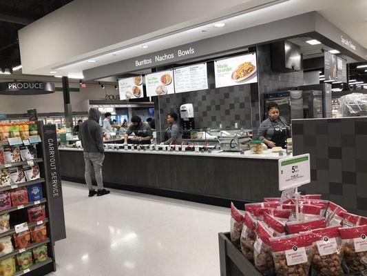 Hot Bar section with nachos and burritos