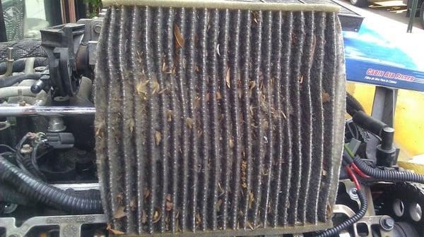 Clogged cabin filter.