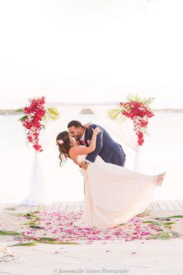 Our wedding arch and aisle decor