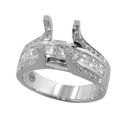 18k white gold  semi-mounting ring