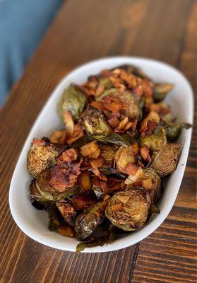 Brussels Sprouts with coconut bacon....yes please!!