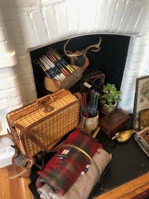 Picnic basket, throws, among other items