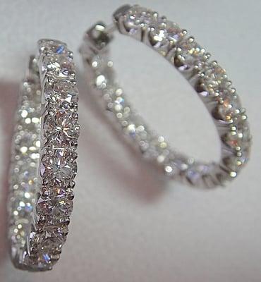 Inside outside diamond hoop earrings.