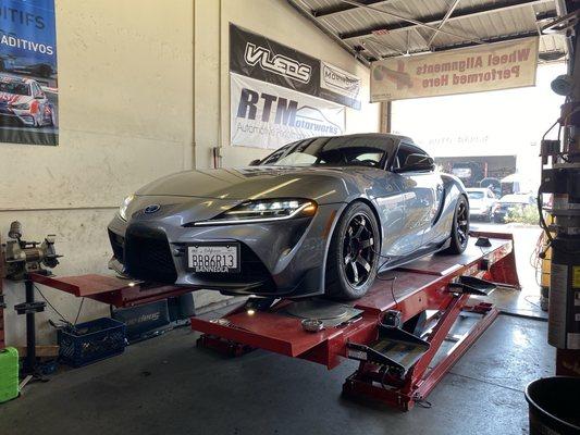 2021 Supra in for coilover, wheels and alignment!