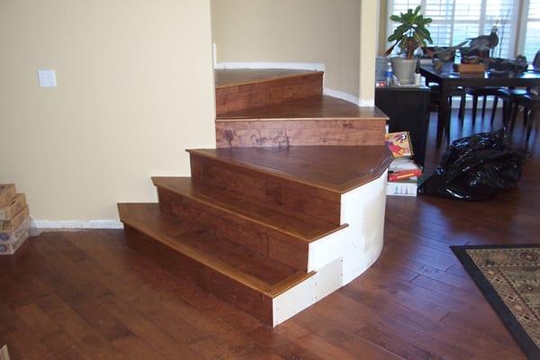 Custom Made Stairs, Landing and Floor with Engineered Wood