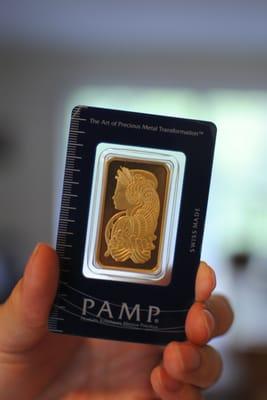 Here is my 1 oz PAMP SUISSE Gold Bar--front