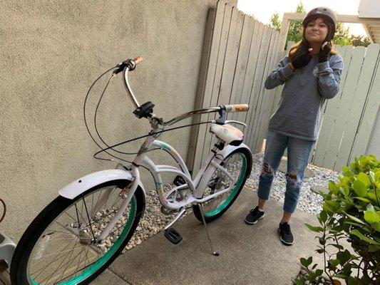 My daughter and her new ride.