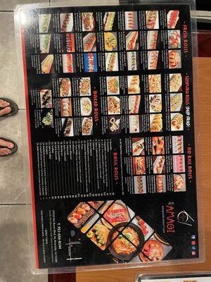 Sushi menu