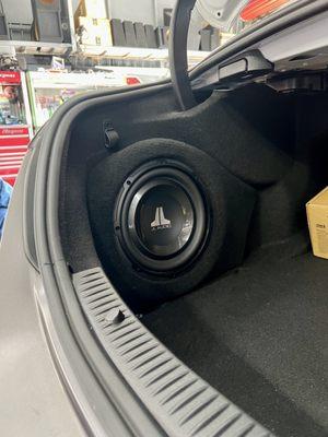 Mercedes C43 AMG custom enclosure with JL Audio HD900/5 5 channel amp