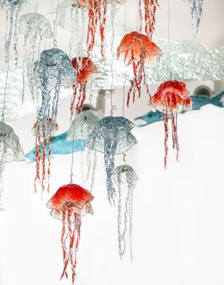 Hanging glass jellyfish by Lisa Stirrett