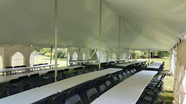 30x60 6ft banquet tables and black chairs