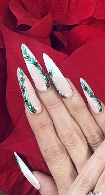 Gel X full set with Christmas Design.