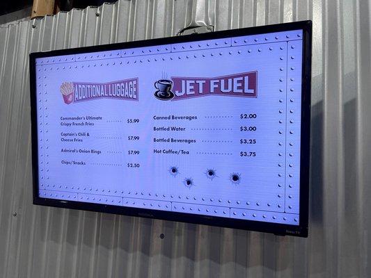 Additional Baggage and Jet Fuel Menu