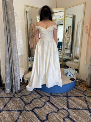 Second and final fitting - the dress looks awful even after Jocelyn tried to fix the bodice.