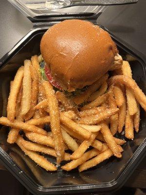 Fish sandwich and truffle fries