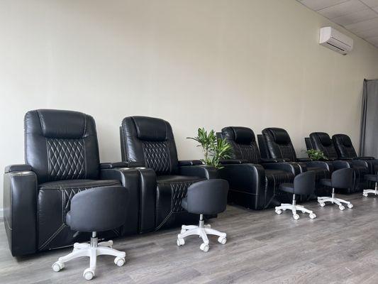 Foot reflexology stations. Our massage spa is brand new, as is all of our furniture!