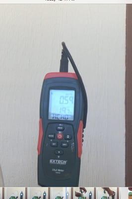 Test 2 at 70 degree reading inside chemical temps and almost 70 outside temp 0.59 ppm