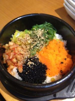 Hot stone fish roe bibimbap