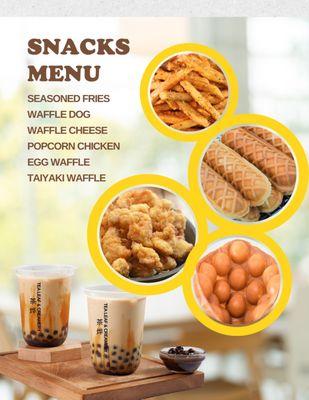 Delicious snacks menu.